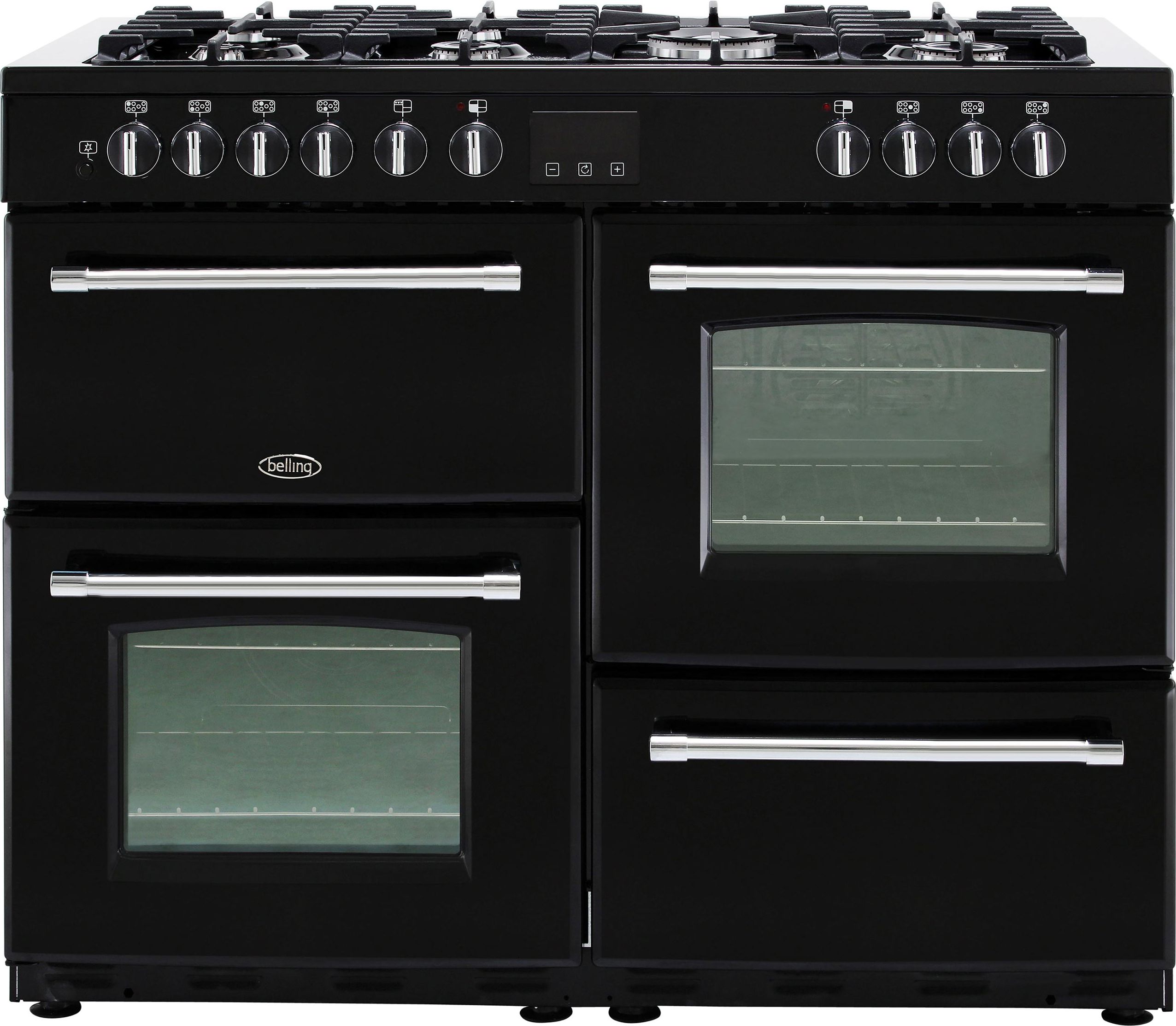 Belling Farmhouse110DF 110cm Dual Fuel Range Cooker - Black - A/A Rated, Black