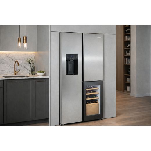 Tesla American Fridge Freezer - Stainless Steel - Fridge freezer in room