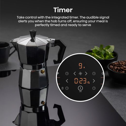 Hisense Hi6 HEH6432BSCWF 60cm Venting Induction Hob - Black - Annotation - Timer shot