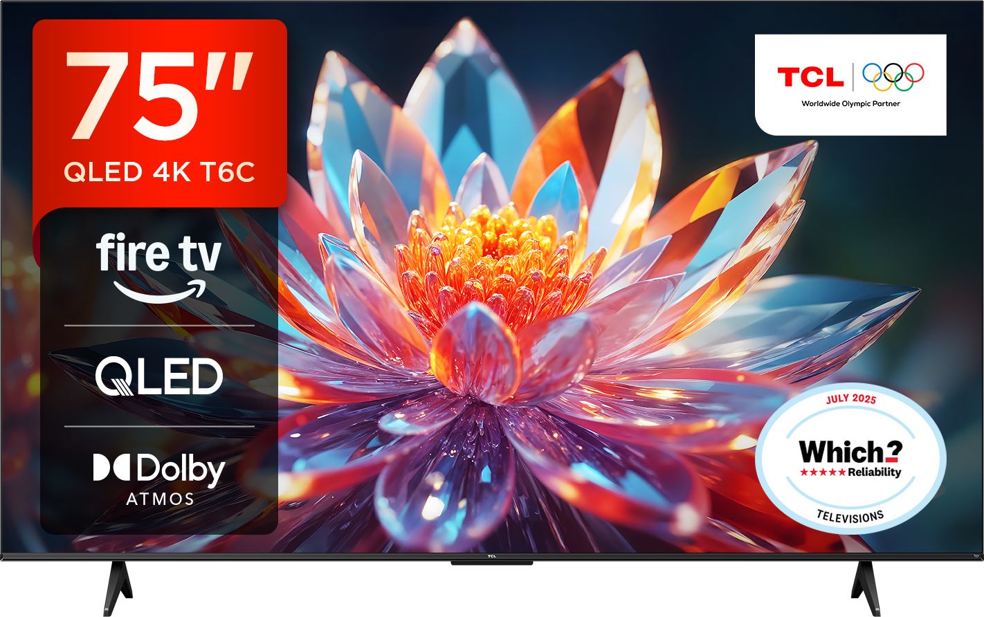 Tcl T6C 75" 4K Ultra HD Qled Smart Fire TV [2025] - 75T6C-UK, Silver