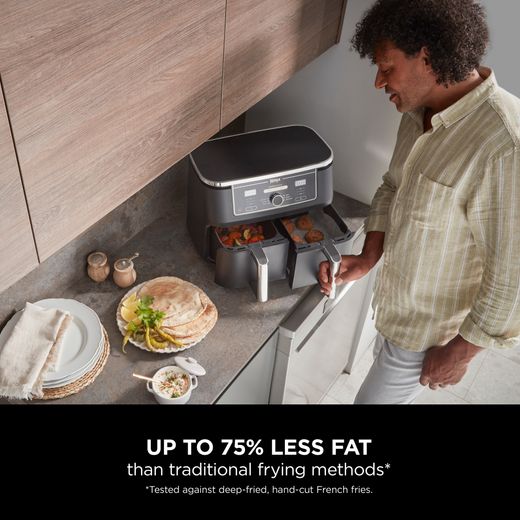 Ninja Foodi Max Dual Zone AF400UK Air Fryer - Black - Annotation - Up to 75% less fat