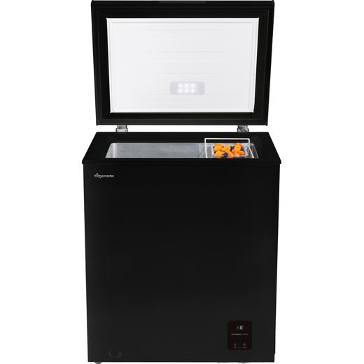Fridgemaster Chest Freezer - Black -Front with door open shot
