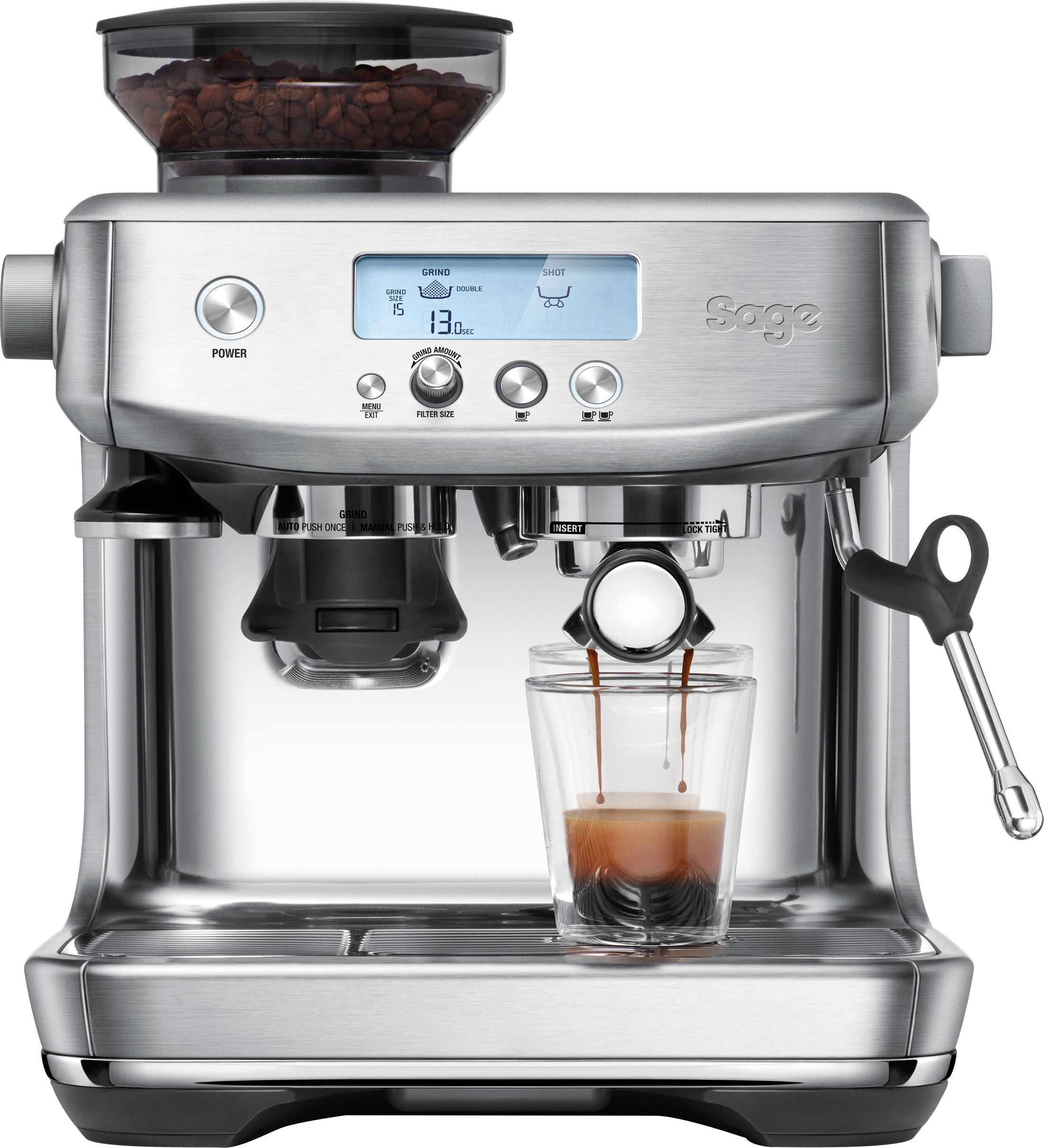 Sage The Barista Pro Espresso Machine - Built-in Grinder - Stainless Steel - SES878BSS