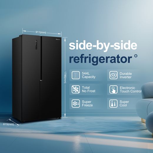 Fridgemaster American Fridge Freezer - Black - Annotation - Feature shot