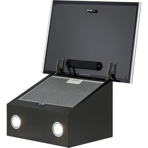 NEFF N30 D63IDK1S0B 60cm Chimney Cooker Hood - Black - Left persepctive with lid up