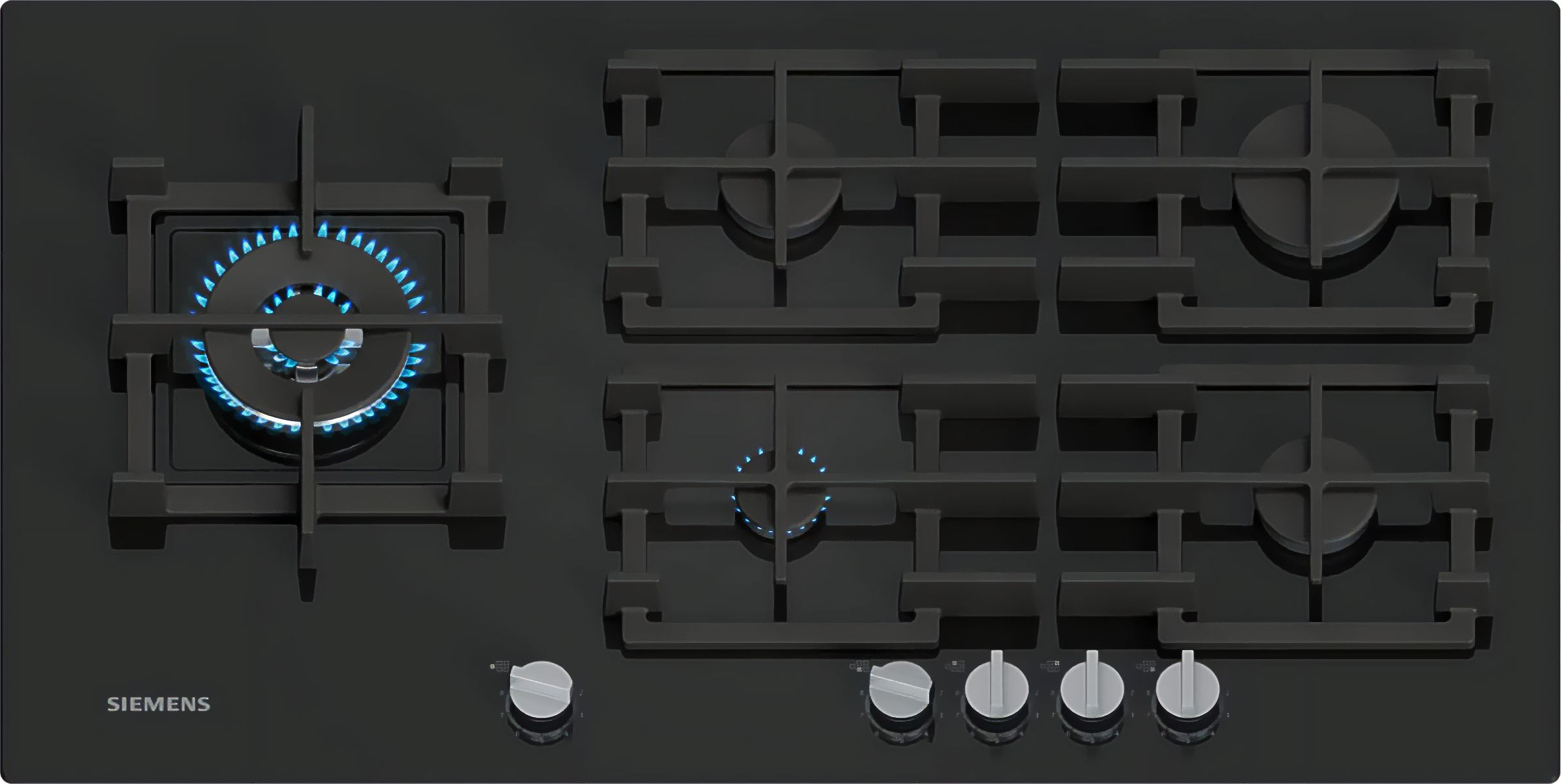 Siemens EP9A6MI40 Gas Hob - 90cm, 5 Burners, Black, Tempered Glass