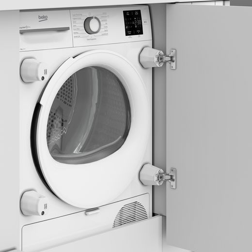 Beko B5T48231RW Integrated Heat Pump Tumble Dryer - White - Machine in cupboard shot