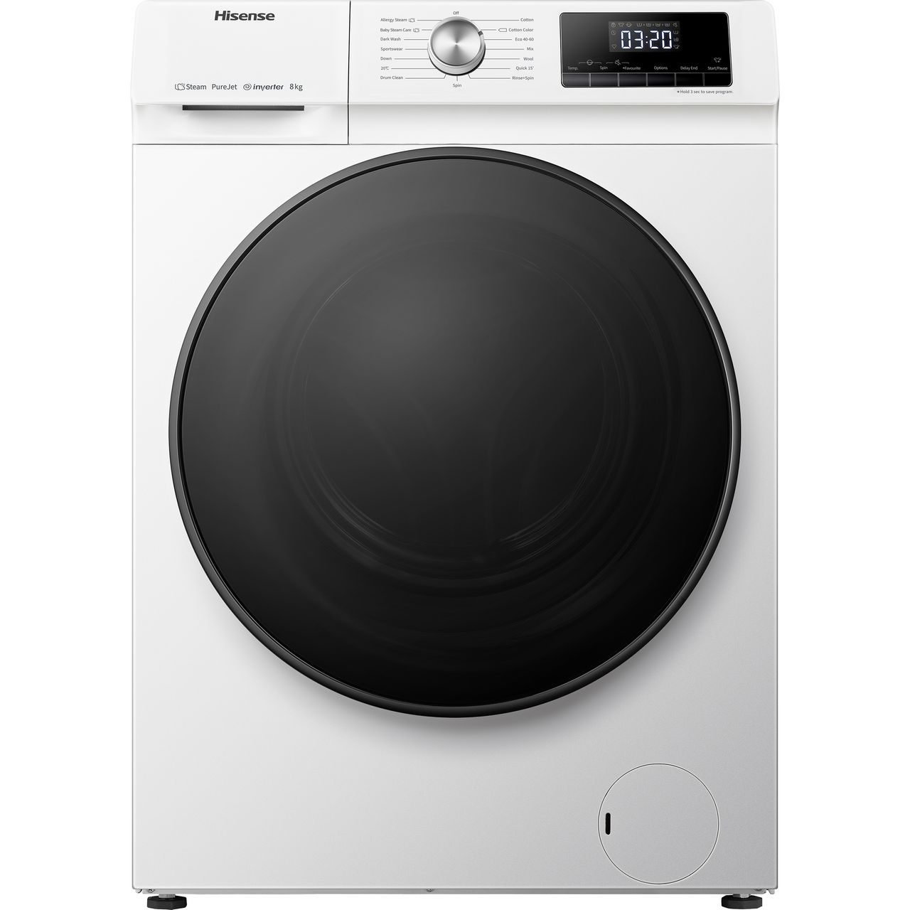 Hisense 8kg washing machine | White | WFQA8014EVJM | ao.com