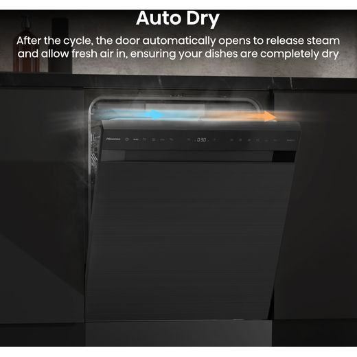 Hisense Standard Dishwasher - Stainless Steel - Annotation - Autodry shot 