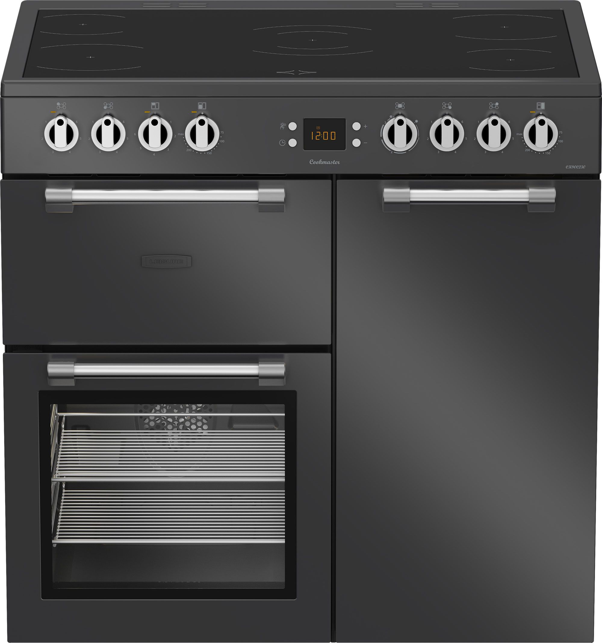 Image of Leisure Cookmaster CK90C230T 90cm wide Electric Range Cooker with Ceramic Hob - Anthracite - A Rated, Grey