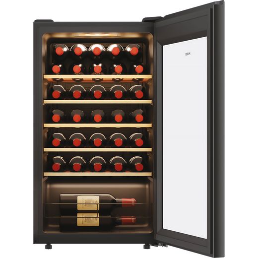 Haier Wine Bank 50 Series 3 Wine Cooler - Black - Front willed shot