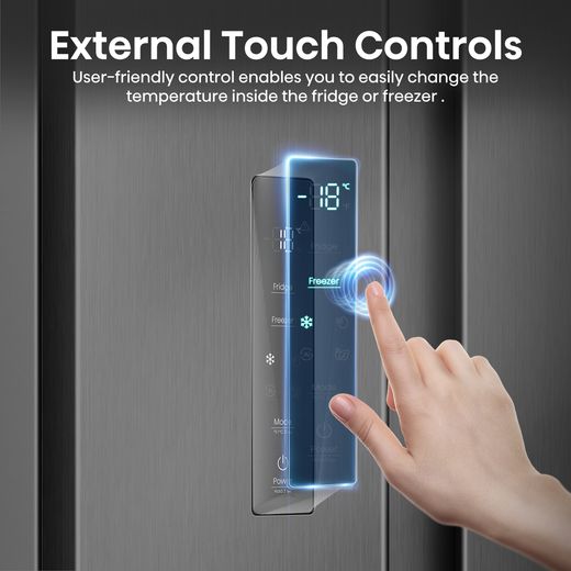 Hisense PureFlat American American Fridge Freezer - Black Stainless Steel - Annotation - External touch controls