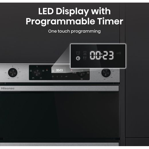 Hisense Hi6 Built In Electric Double Oven - Stainless Steel  - Annotation - LED display shot