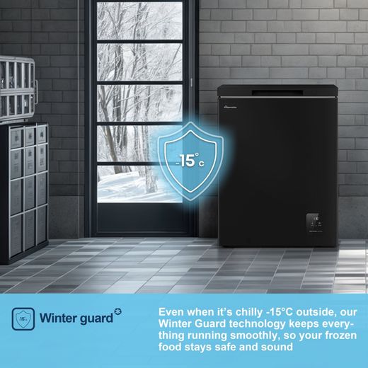 Fridgemaster MCF145EB Chest Freezer - Black - Annotation - Winter guard