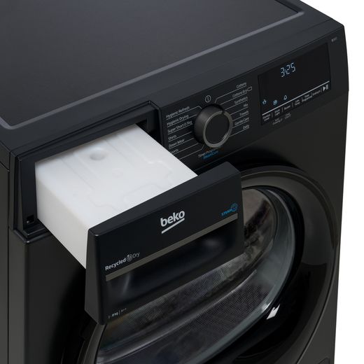 Beko SteamCure BM3T3833A 8Kg Heat Pump Tumble Dryer - Anthracite - Detergent drawer open
