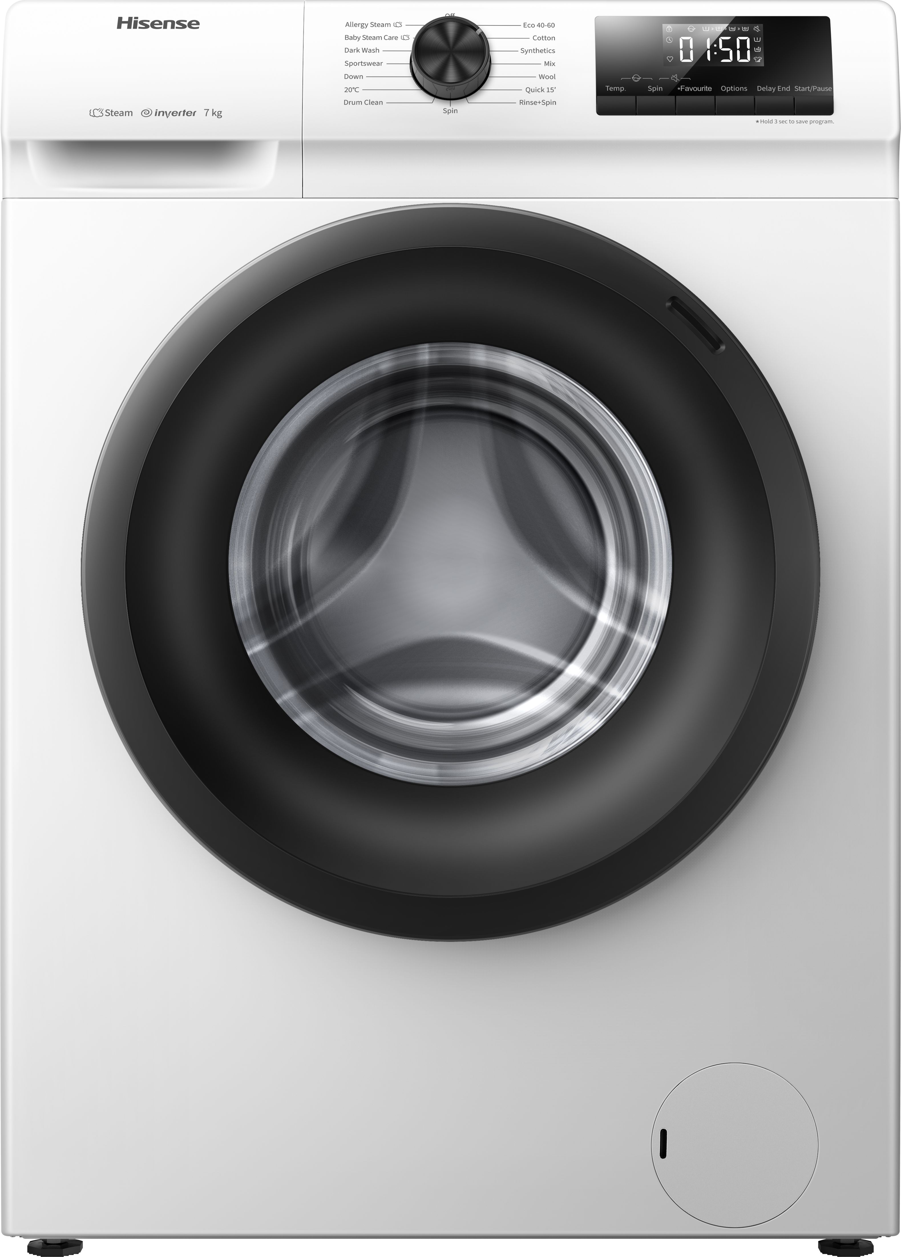 Hisense 1 Series WFQP7012EVM 7kg Washing Machine with 1200 rpm - White - C Rated, White