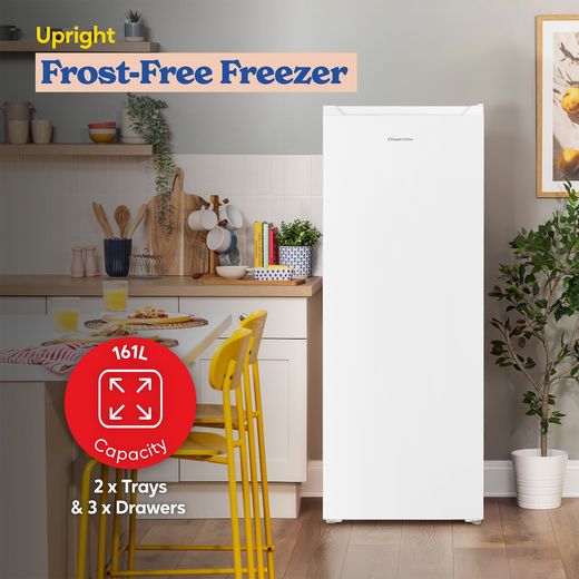 Russell Hobbs RH143FFFZ542E1W 143cm Small Upright Freezer with Door-on-door Kit - White - Annotation - frost free freezing shot
