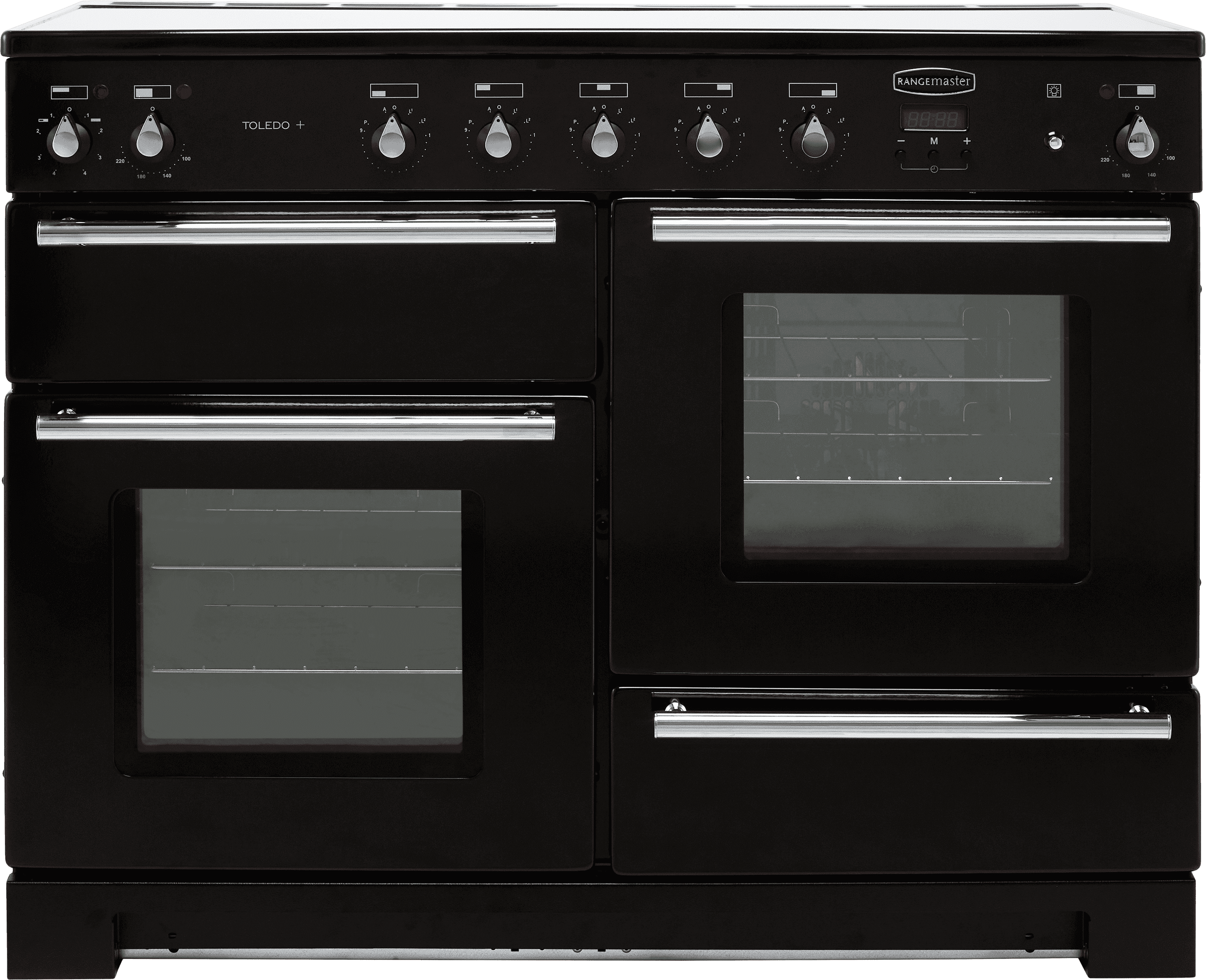 Rangemaster Toledo + TOLP110EIGB/C 110cm Electric Range Cooker with Induction Hob - Black - A/A Rated, Black