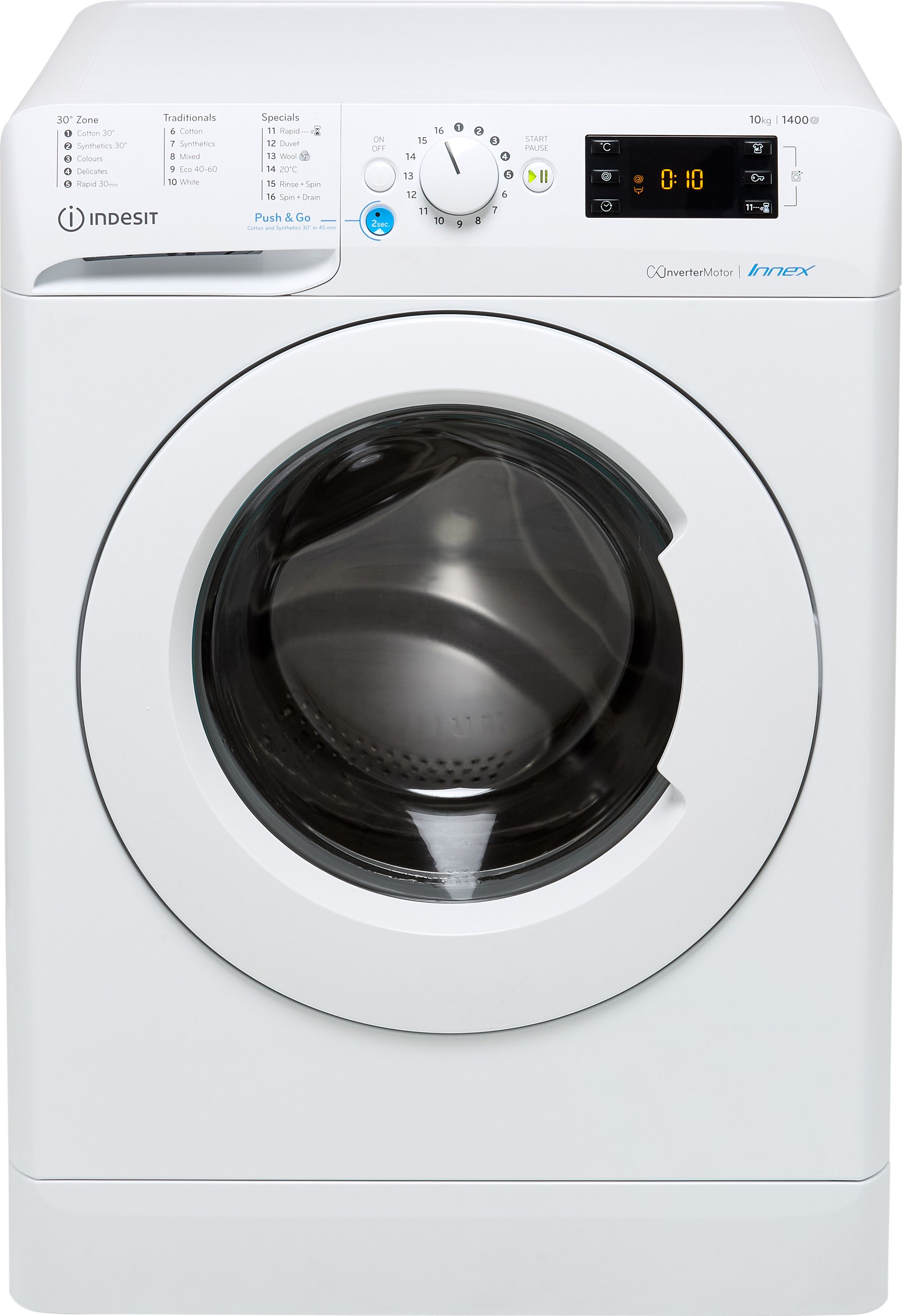 Indesit BWE101486XWUKN 10kg Washing Machine with 1400 rpm - White - A Rated White