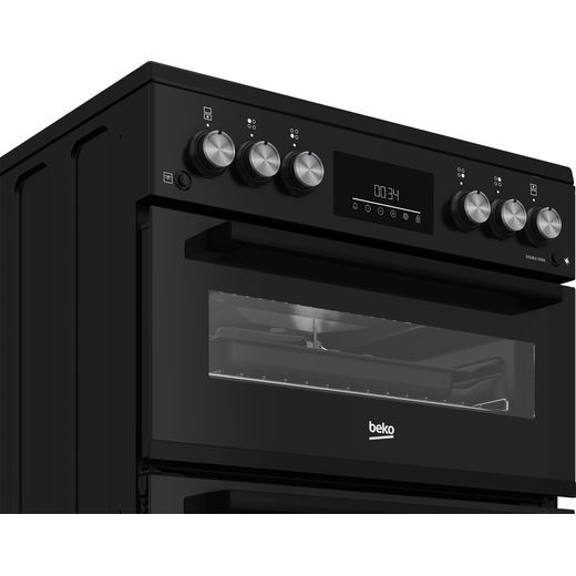Beko 60cm Freestanding Gas Cooker - Black - Low perspective control panel shot