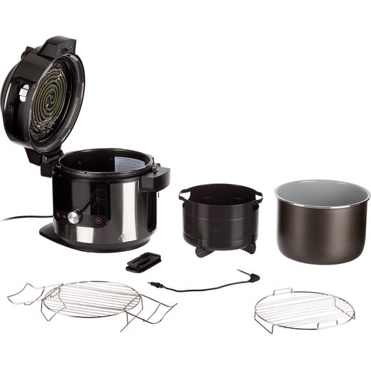 Ninja Foodi Max 15-in-1 SmartLid OL750UK 7.5 Litre Multi Cooker With Air Fryer Function - Stainless Steel / Black - Exploded accessories shot