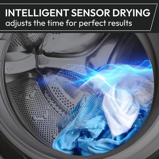 Hoover H-DRY 350 HRE H9N2TBE-80 Wifi Connected 9Kg Heat Pump Tumble Dryer - White - Annotation - Sensor drying shot