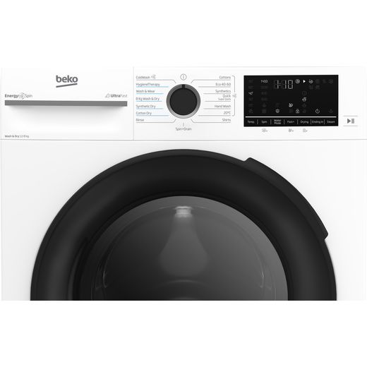 Beko 12Kg / 8Kg Washer Dryer - White - Control panel