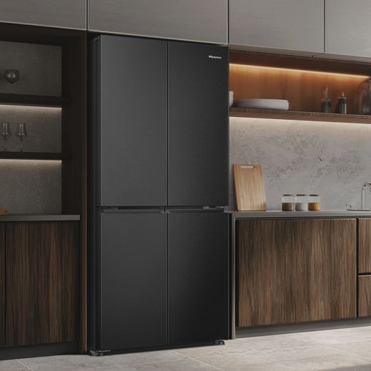 Hisense PureFlat American Fridge Freezer - Black Stainless Steel  - Fridge freezer in kitchen shot