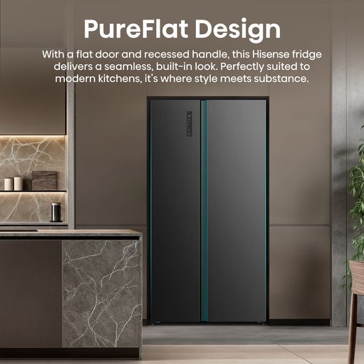 Hisense PureFlat American Fridge Freezer - Black Stainless Steel - Annotation - PureFlat design