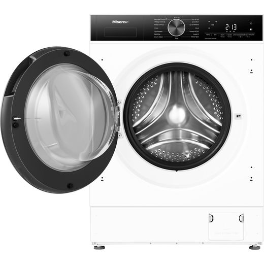 Hisense 5 Series WF80BI543BWP 8kg WiFi Connected Auto Dosing Washing Machine with 1400 rpm - front shot door open