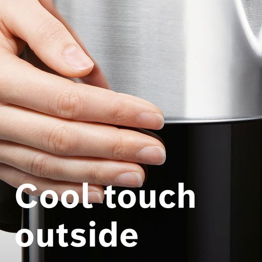 Bosch Styline TWK8633GB Kettle - Black / Stainless Steel - Annotation - cool touch outside shot