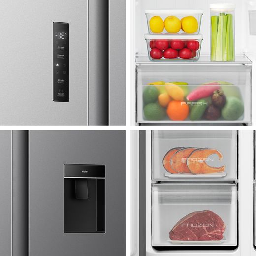 Fridgemaster American Fridge Freezer - Silver - Close up detail shot