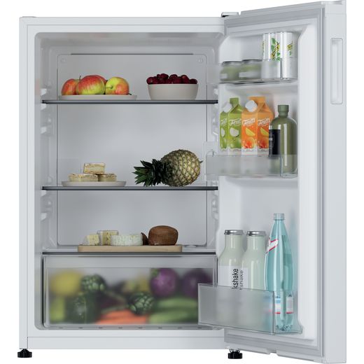 Hoover HONLQ2S58EWK 85cm High Small Fridge - White - Front with door open shot 