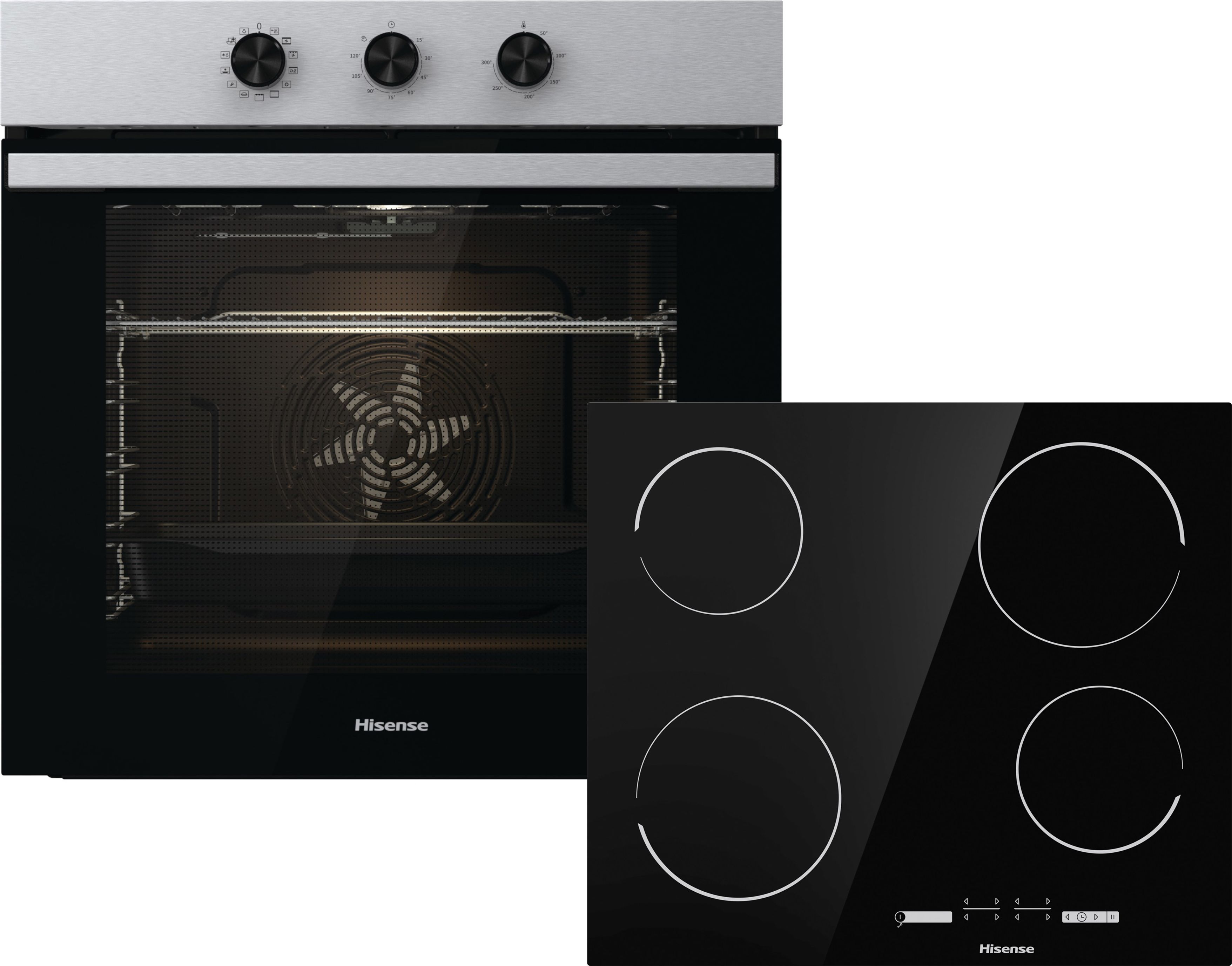 Hisense BI6061CXUK Built In Electric Single Oven and Ceramic Hob Pack - Stainless Steel - A Rated, Stainless Steel