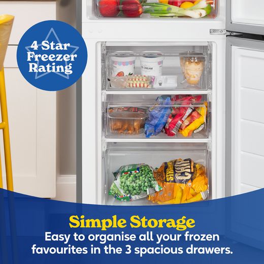 Russell Hobbs RH180FF552E1SS 180cm 70/30 Fridge Freezer - Stainless Steel - Annotation - simple storage shot