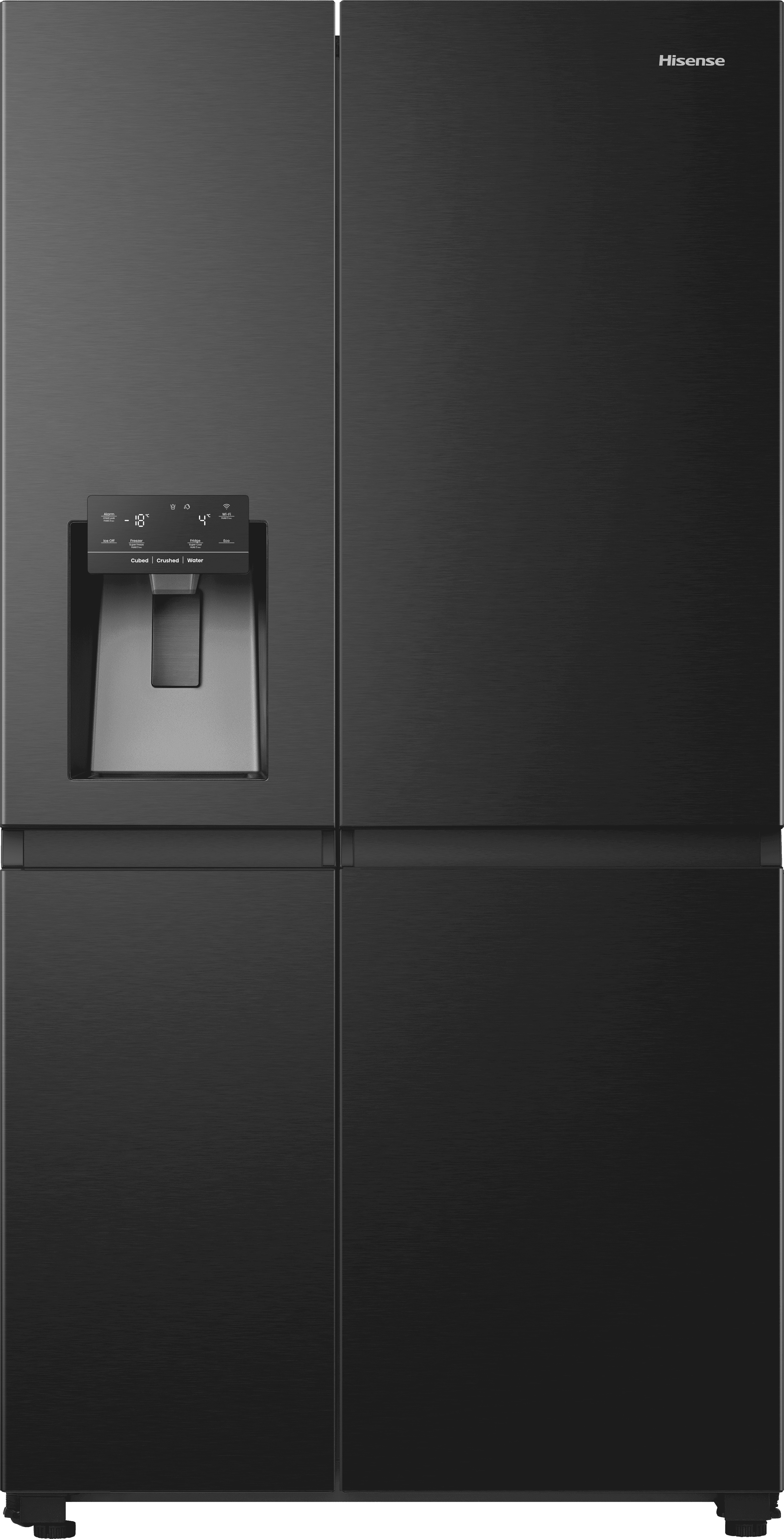 Hisense RS818N4TFE Wifi Connected Non-Plumbed Total No Frost American Fridge Freezer - Black / Stainless Steel - E Rated, Black