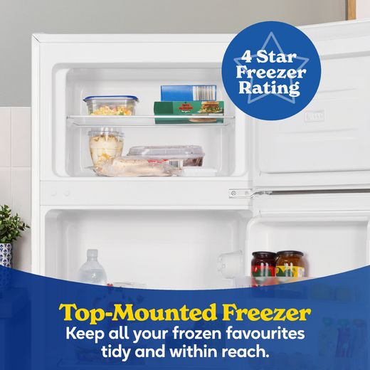 Russell Hobbs RH143TMFF542E1W 143cm 80/20 Small Fridge Freezer - White - Annotation - 4 star freezing shot