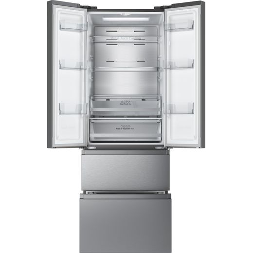 Hisense PureFlat American Fridge Freezer - Stainless Steel look - Front with door open shot