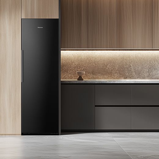 Hisense KitchenFit Frost Free Upright Freezer - Black Stainless Steel - Fridge freezer in kitchen