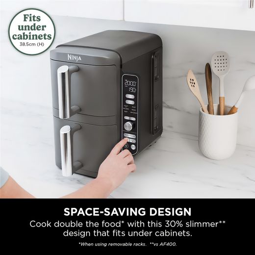 Ninja Double Stack XL SL400UK Air Fryer - Black / Grey - Annotation - Space saving design