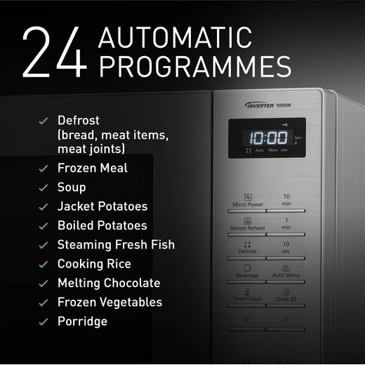 Panasonic NN-ST68QSBPQ 32 Litre 31cm High, Freestanding Small - Stainless Steel - Annotation - 24 auto programmes shot