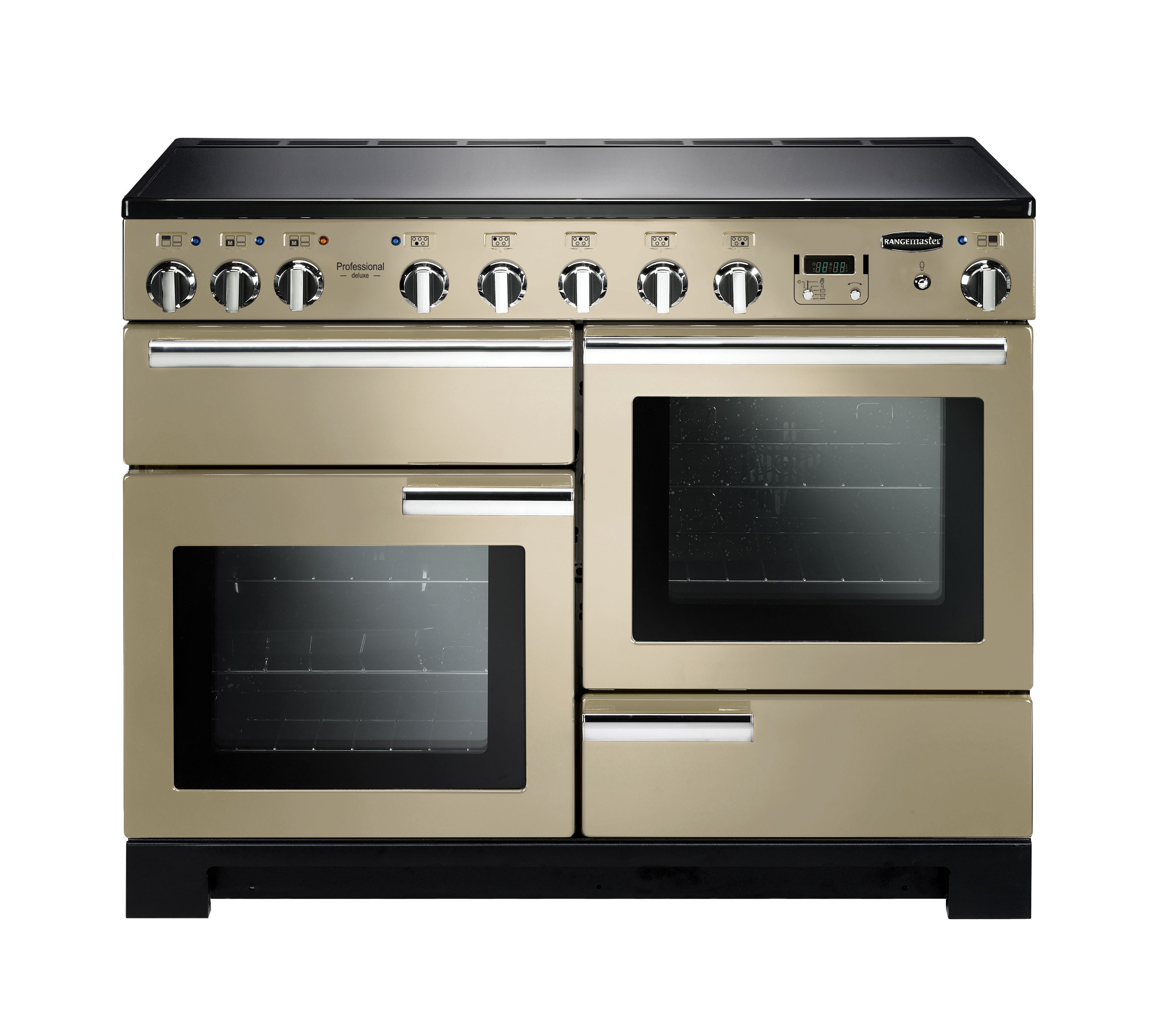 Rangemaster Professional Deluxe PDL110EICR/C 110cm Electric Range Cooker with Induction Hob - Cream / Chrome - A/A Rated, Cream