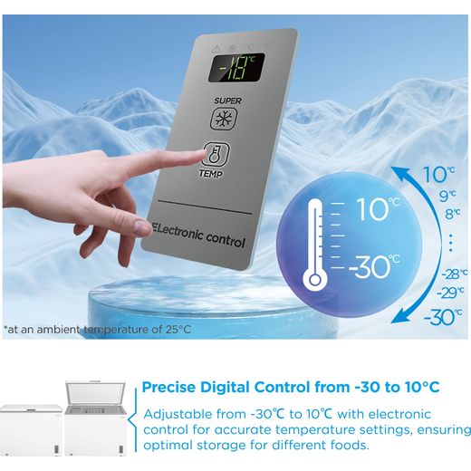 Midea MDRC411FZE01 Chest Freezer - White - Annotation - Temp control shot