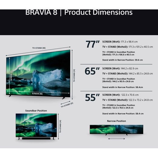 Sony Bravia 55" 4K Ultra HD OLED Smart TV - Annotation -  Dimension shot