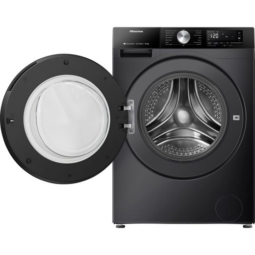 Hisense 3S Series WF3S1043BB3 10.5kg Washing Machine with 1400 rpm - Black - Front with door open shot