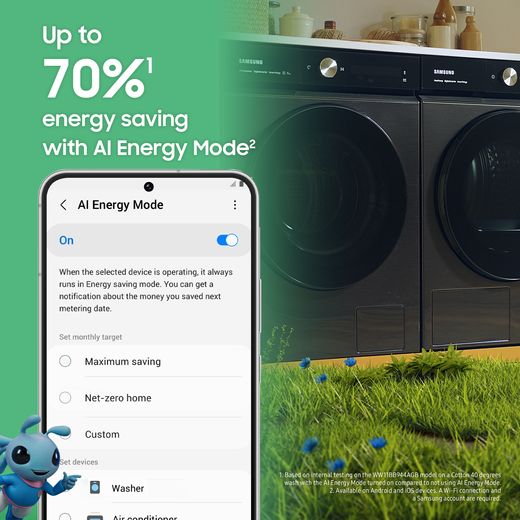 Samsung WW11DG6B85LBU1 11kg Washing Machine with 1400 rpm - Black - Annotation - AI Energy Mode