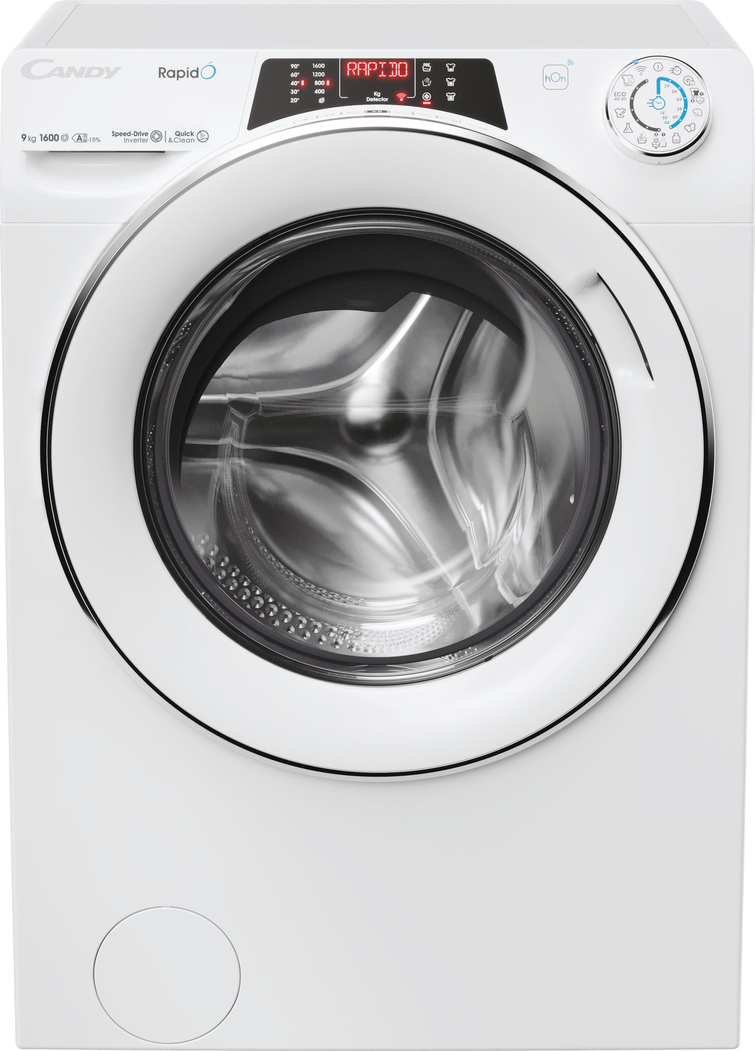 Candy Rapid RO1696DWMC7/1-80 9kg Washing Machine with 1600 rpm - White - A Rated, White