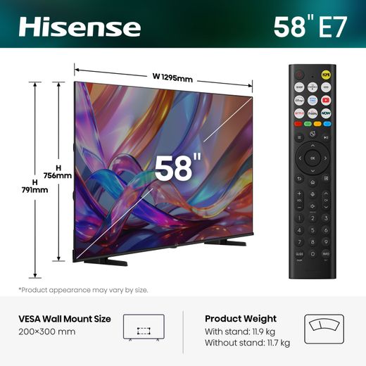 Hisense 58" 4K Ultra HD DLED Smart TV - Dimensions