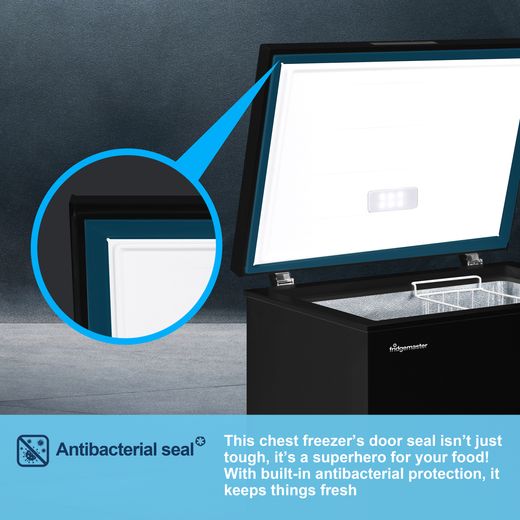 Fridgemaster Chest Freezer - Black - Annotation - Ant bac seal shot