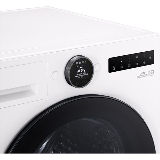 LG VX70 Series AI Dry RHX7010TWB Wifi Connected 10Kg Heat Pump Tumble Dryer - White - Close up shot